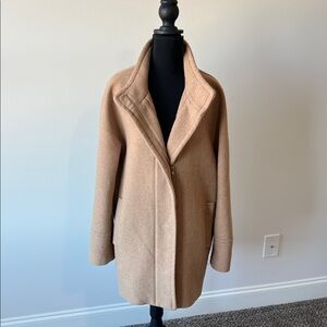J. Crew Acorn Wool Blend Full Zip Mock Neck Long City Coat Overcoat Womens 12